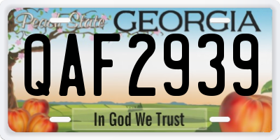 GA license plate QAF2939