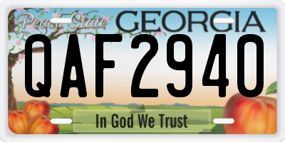 GA license plate QAF2940