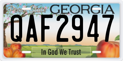 GA license plate QAF2947