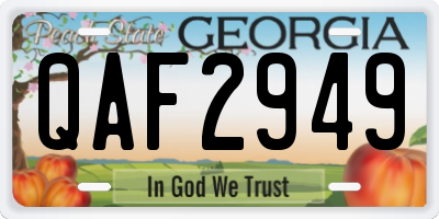 GA license plate QAF2949