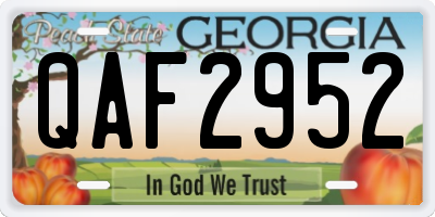 GA license plate QAF2952