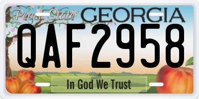 GA license plate QAF2958