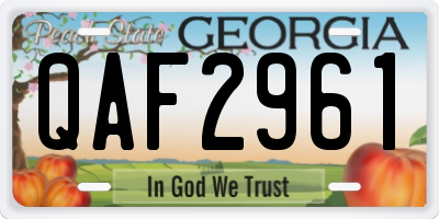 GA license plate QAF2961