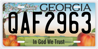 GA license plate QAF2963