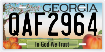 GA license plate QAF2964