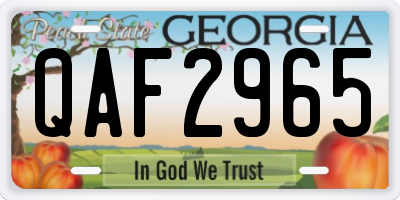 GA license plate QAF2965