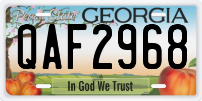 GA license plate QAF2968
