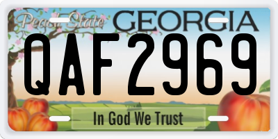 GA license plate QAF2969
