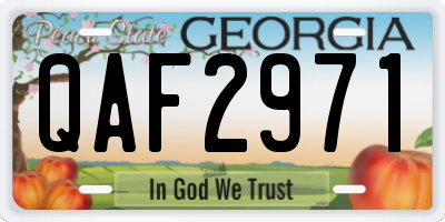 GA license plate QAF2971
