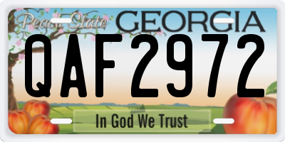 GA license plate QAF2972