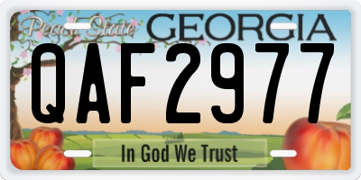 GA license plate QAF2977