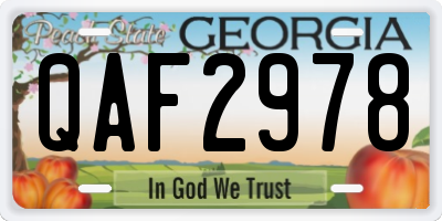 GA license plate QAF2978