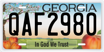 GA license plate QAF2980