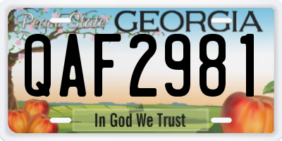 GA license plate QAF2981