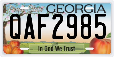 GA license plate QAF2985