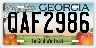 GA license plate QAF2986