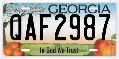 GA license plate QAF2987