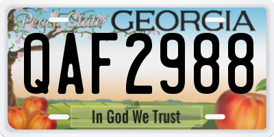 GA license plate QAF2988
