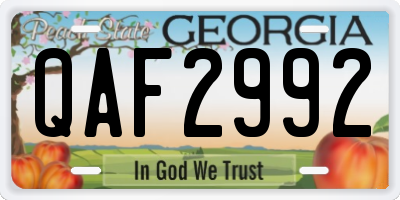 GA license plate QAF2992