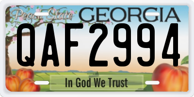 GA license plate QAF2994