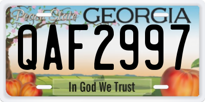 GA license plate QAF2997
