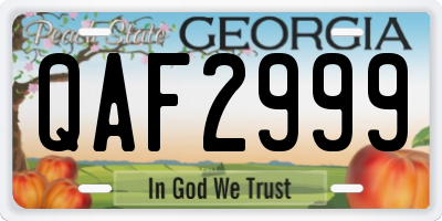 GA license plate QAF2999
