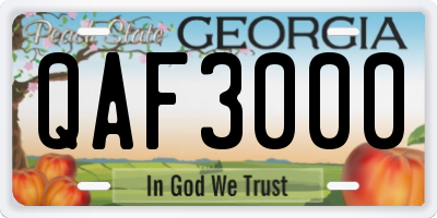 GA license plate QAF3000
