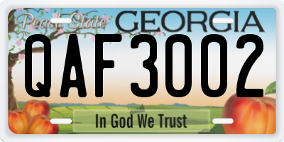 GA license plate QAF3002