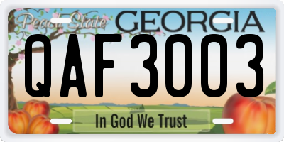 GA license plate QAF3003