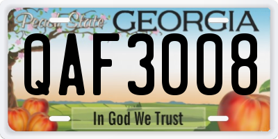 GA license plate QAF3008