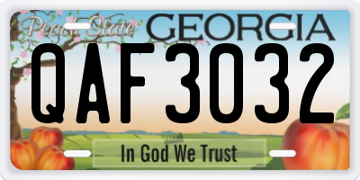 GA license plate QAF3032