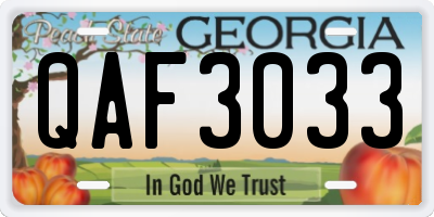 GA license plate QAF3033