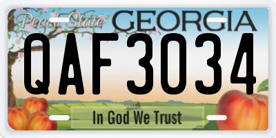 GA license plate QAF3034