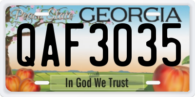 GA license plate QAF3035