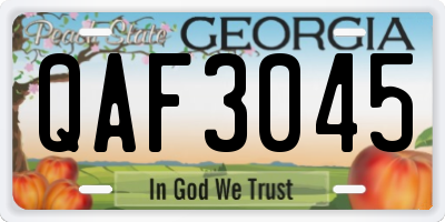 GA license plate QAF3045