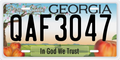 GA license plate QAF3047