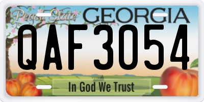 GA license plate QAF3054