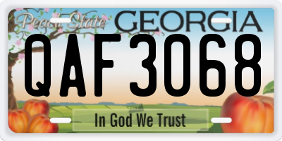 GA license plate QAF3068