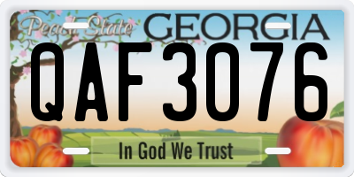GA license plate QAF3076
