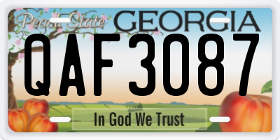 GA license plate QAF3087