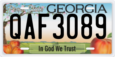 GA license plate QAF3089