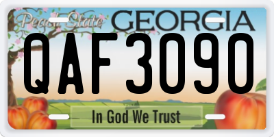GA license plate QAF3090
