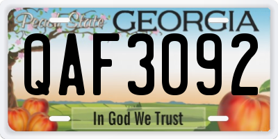 GA license plate QAF3092