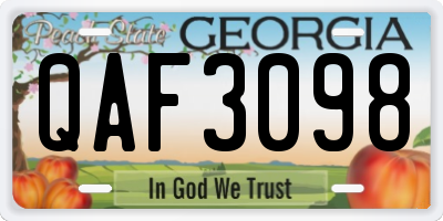GA license plate QAF3098