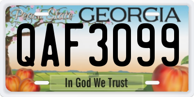 GA license plate QAF3099