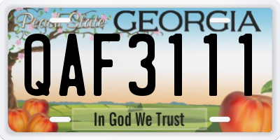 GA license plate QAF3111