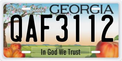 GA license plate QAF3112