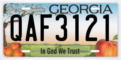 GA license plate QAF3121