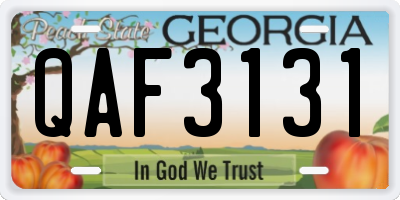 GA license plate QAF3131