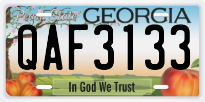 GA license plate QAF3133